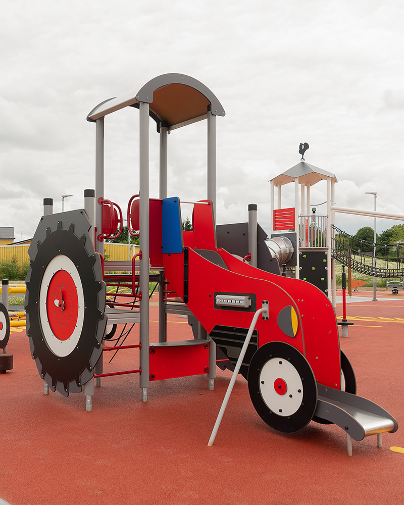 Farm themed playground unit.